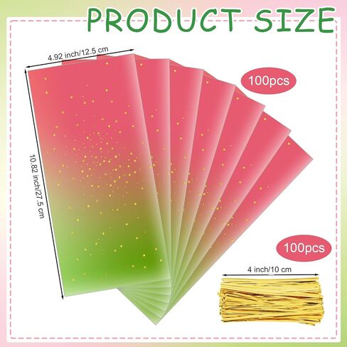Sweetude 100 Pcs Wildflower Party Cellophane Treat Bags Floral Candy Plastic Clear Goody Bags Flat Bottom Gift supplies for Baby Shower Bridal Shower Birthday Wedding Party Favors,11"x 5" in Saudi Arabia