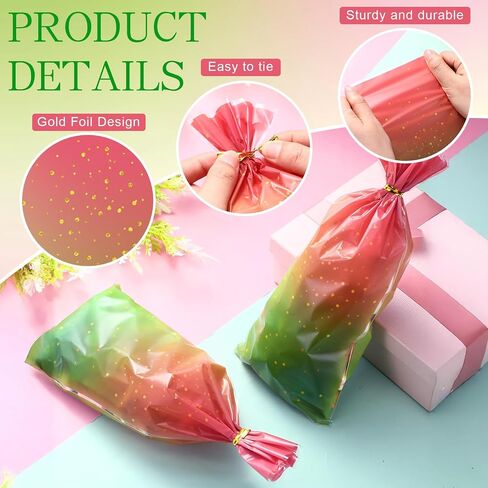Sweetude 100 Pcs Wildflower Party Cellophane Treat Bags Floral Candy Plastic Clear Goody Bags Flat Bottom Gift supplies for Baby Shower Bridal Shower Birthday Wedding Party Favors,11"x 5" in Saudi Arabia