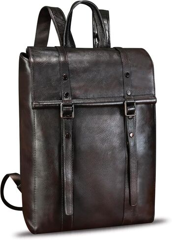 IVTG Genuine Leather Backpack for Men Vintage Handmade Leather Rucksack Knapsack Purse Daypack for Travel Laptop Notebook (Brown) in Saudi Arabia
