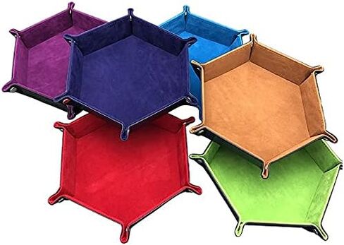 Dice Tray - Orange Hexagonal Collapsible PU Leather Dice Rolling Tray for Tabletop Role Playing Games Including Dungeons and Dragons (DND - D&D), Pathfinder, and Others in Saudi Arabia