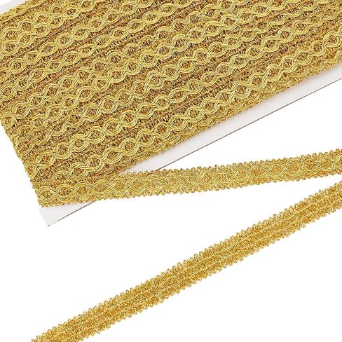 FINGERINSPIRE 20 Yards Metallic Braid Trim 1/4 inch Wide Silver Decorative Gimp Trim Wave Pattern Sewing Ribbon Polyester Embellishment Lace Trim for DIY Party Clothes Curtain Dress Decoration in Saudi Arabia