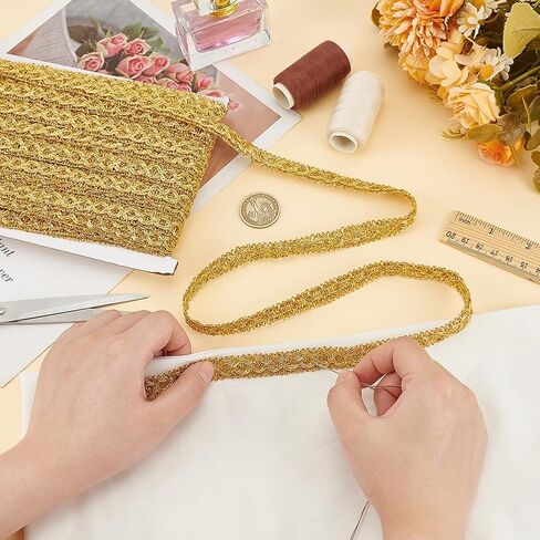 FINGERINSPIRE 20 Yards Metallic Braid Trim 1/4 inch Wide Silver Decorative Gimp Trim Wave Pattern Sewing Ribbon Polyester Embellishment Lace Trim for DIY Party Clothes Curtain Dress Decoration in Saudi Arabia