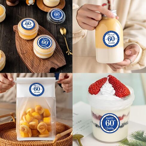 REWIDPARTY Blue 60th Birthday Stickers - 500 PCS Cheers to 60 Years & Happy Birthday Rolls in Saudi Arabia
