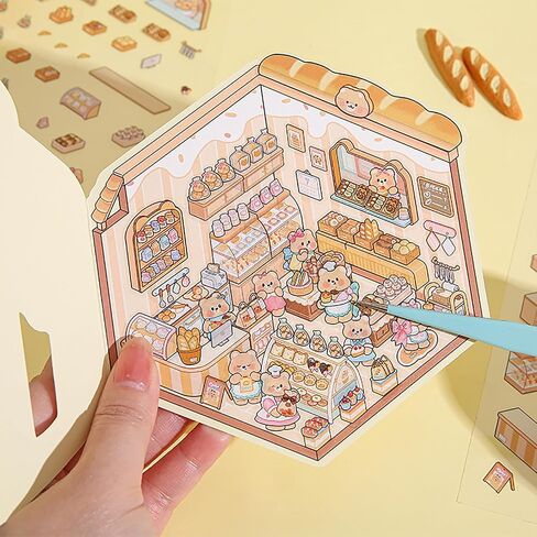 4 مجموعات DIY 3D Mini Bottle House مشاهد مع ملاقط اصنع ملصقات مشهد مطعم Market Market الخاصة بك الخضار الخاصة بك in Saudi Arabia