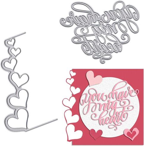 Valentine's Day Words Die Cuts for Card Making, Valentines Hearts Cutting Dies Sets Loving Heart Letters Dies Stencils Embossing Template for Scrapbooking DIY Cards Album Crafts Supplies in Saudi Arabia