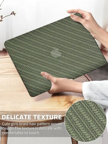 Seorsok Compatible with MacBook Pro 13 inch Case M2 2024,2023,2022-2016 A2338 M1 A2251 A2289 A2159 A1989 A1708 A1706,Natural Wheat Grain Woven Leather Hard Shell Case&Keyboard Cover,Dark Green Fabric in Saudi Arabia