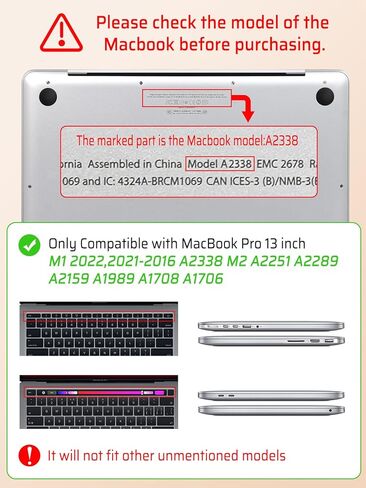 Seorsok Compatible with MacBook Pro 13 inch Case M2 2024,2023,2022-2016 A2338 M1 A2251 A2289 A2159 A1989 A1708 A1706,Natural Wheat Grain Woven Leather Hard Shell Case&Keyboard Cover,Dark Green Fabric in Saudi Arabia