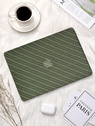 Seorsok Compatible with MacBook Pro 13 inch Case M2 2024,2023,2022-2016 A2338 M1 A2251 A2289 A2159 A1989 A1708 A1706,Natural Wheat Grain Woven Leather Hard Shell Case&Keyboard Cover,Dark Green Fabric in Saudi Arabia