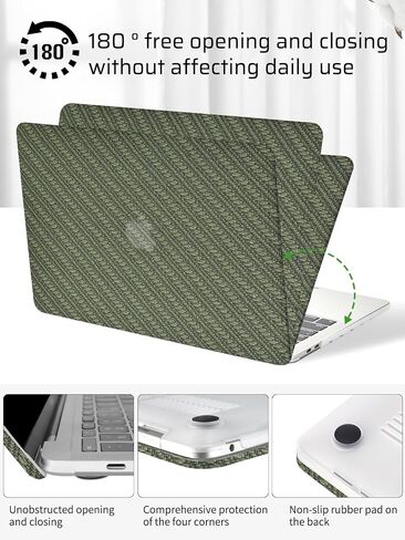Seorsok Compatible with MacBook Pro 13 inch Case M2 2024,2023,2022-2016 A2338 M1 A2251 A2289 A2159 A1989 A1708 A1706,Natural Wheat Grain Woven Leather Hard Shell Case&Keyboard Cover,Dark Green Fabric in Saudi Arabia