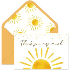 Whaline 30 Pack Baby Shower Thank You Stails مع ملصقات الأظرف Boho Sun Carding Cards Sunshine Note Note Card for Baby Shower Birthday Party Supplies ، 4 × 6 بوصة