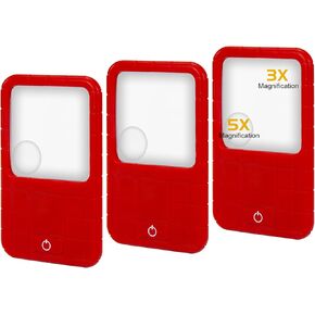 مكبر الزجاج مع الضوء ، أكواب مكبرة مضاءة 3x 5x ، مكبّر LED محمولة للبطارية للقراءة ، جيد للمسنين (3pk)
