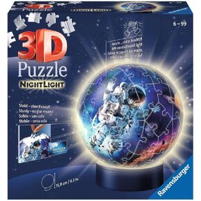 لغز Ravensburger 11264 رواد فضاء في الفضاء الليلي Light Light Ravensburger 3D Puzzle 11264-Light Light Rethers في Space-72 قطع