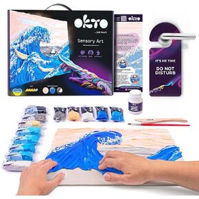 Okto Art Kit Wave Great Wave in Kanagawa Arts & Crafts DIY DIY مع طراز طين طين لطلاء مجموعات الطلاء للبالغين من أجل تزيين المنزل للفنون والحرف المرح مجموعات الهوايات