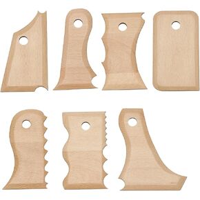 Kvmorze 7 PCS Pottery Foot Foot Shaper Toops ، Wood Wood Pottery Tools Posttery Profute Plugh Rib Bundle Foot Shaper ، Pottery Culpture Sculpture Tools Tools لنحت قوالب الطين الطين السيراميك