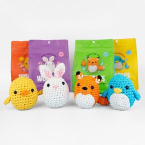 The Woobles Beginners Crochet Kit with Easy Peasy Yarn as seen on Shark Tank Bundle - with Step-by-Step Video Tutorials - Pierre The Penguin and JoJo The Bunny and Felix The Fox and Kiki The Chick