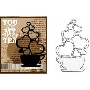 Love Bubbles Tea Metal Die Cuts,Love Heart Coffee Cup Frame Wedding Cutting Dies Cut Stencils for DIY Photo Decorative Embossing Paper Dies for Scrapbooking Card Making