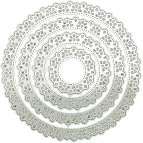 Round Lace Border Embossing Cutting Dies Coasters Stencil Template for Card Making Scrapbook Album, Metal Die Cuts Embossing Stencil Cutting Dies Lace Border Round for Card, Scrapbooking Die-Cuts