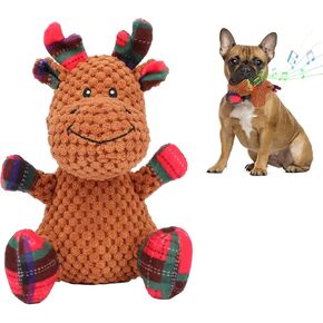 YUEPET Christmas Dog Squeaky Toys, Plush Dog Toys for Cleaning Teeth, Funny Reindeer Interactive Dog Toys Suitable for Puppies Small Medium Dogs in Kuwait