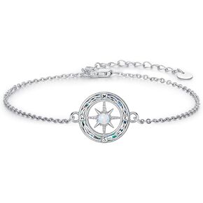 سوار بوصلة 925 من الفضة الاسترليني قابل للتعديل سوار بوصلة ملهمة مجوهرات للرجال والنساء مجوهرات عتيقة لتعويذة التخرج، مع سلسلة من الفولاذ المقاوم للصدأ in Kuwait