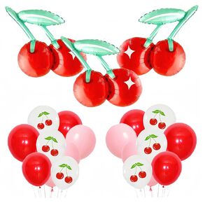 البالونات الكرز 21pcs لـ She the Cherry on Top Party/Cherry موضوع عيد ميلاد ديكور للحفلات الصيفية/القبعات الكعكة الكرز للفواك