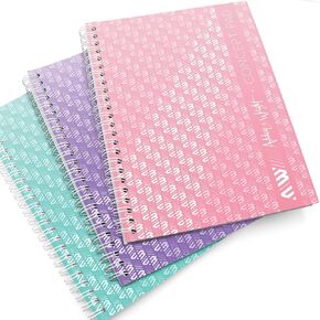 Ashton and Wright Concept Pads - A5 Wiro Notebook - 140 Perforated Lined Pages - 80gsm Paper - Spot UV 300gsm Cover – Ideal for University, School, Work, Note-taking - 3 Pack - Pastel Set