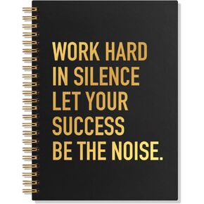 Work Hard In Silence Let Your Success Be Your Noise Blank 80 Sheets 160 Pages Spiral Notebook, Funny Office Gifts for Coworker, Inspirational Gifts for Colleague, Teamwork Gifts for Employee