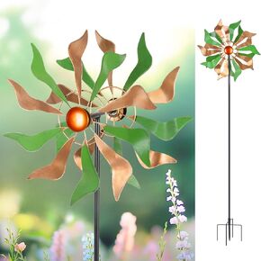 Metal Wind Spinners Outdoor, Metal Yard Art Kinetic Wind Spinner Garden with Stake for Yard and Garden Wind Powered Dual Direction Pinwheels for Backyard Lawn Decorations(Colorful)