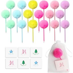 36 pack pom pom park pen pen fluffy pen pen pen guzzy pens مع 36 قطعة بطاقات هدايا 36 قطعة أكياس أورجانية بيضاء لفتيات المدارس المكتبية للأطفال تفضل الحفلات التخرج (6 ألوان)