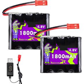 4.8V 1800mAh Ni-CD Battery قابل لإعادة الشحن مع قابس JST (أحمر) ، مناسب لـ Kolegend 1/18 RC Hydraulic Excavator / 1331 مع شاحن （4*AA）