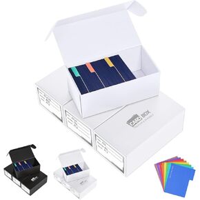 Trading Card Storage Box, 4-Pack·600 Count Card Storage Box with Dividers and Labels, Card Organizer for YuGiOh MTG TCG Magic and Collection, Trading Card Holder for Collector, 7 INCH
