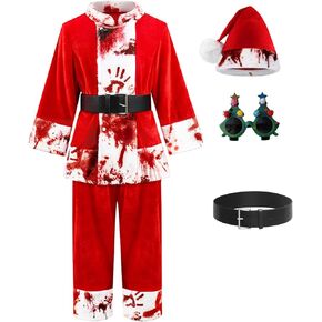 keaiyouhuo Kids Terrifying Clown Costume Scary Killer Clown Halloween Cosplay Outfit for Boys
