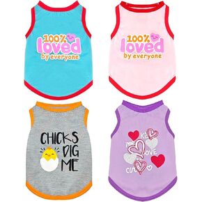 4 Pack Dog Shirts for Small Dogs Lightweight Shirt Sleeveless Tshirt Small Dog Clothes Stretchy Puppy Cat Pet Clothes for Small Breeds Like Chihuahuas Yorkies