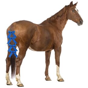 Ribbon Bow Clip for Horse Tail Pony Decoration Holiday Real Horse Christmas Parade Shows Ribbon Tie Equestrian Hair Ponytail Pet Dog Hair Clips 4pcs blue