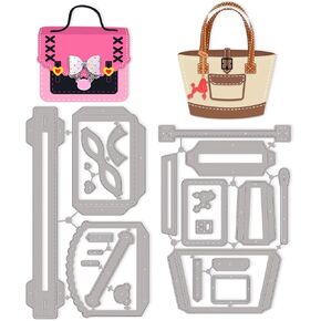 INFUNLY 2 Styles 3D Handbag Die Cuts for Card Making Schoolbag Cutting Dies Backpack Metal Die Cuts Purse Cutting Dies Stencils for DIY Scrapbooking Album Decorative Embossing Paper Craft