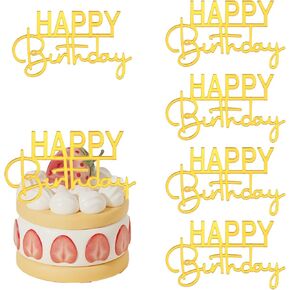 6 قطع عيد ميلاد سعيد كب كيك أعلى القبعات ، مرآة أكريليك صغيرة الكعكة أدوات ديكور ديي للاحتفال بعيد ميلاد ديكورات حفل الذكرى السنوية (ذهبية)