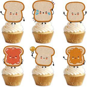 18pcs Gold Glitter Dessert Cupcake Topper Pick for Toast Bread Food Theme Decorations Baby Shower Men Boys Women Girls Happy Birthday Sports Stars Party Decor Supplies