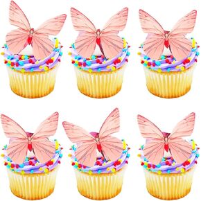 72 PCS Butterfly Cupcake Toppers و Pink Butterfly Cake Decorations