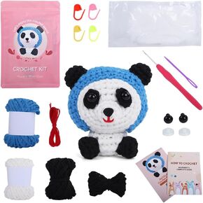 طقم الكروشيه للمبتدئين البالغين والأطفال ، Amigurumi Crochet Animal Kit ، من السهل تعلم الكروشيه مع دروس الفيديو خطوة بخطوة ، كاملة من Fox Amigurumi Plushie Make (40 ٪+ Yarn)