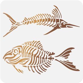 ريش البقر البقر البقر المجرمة مرسومة للرسم 11.8 × 11.8 بوصة قابلة لإعادة الاستخدام البلاستيكي للجمجمة البولي للطلاء على نسيج الحائط الخشبي ، استنسل ديكور المنزل DIY