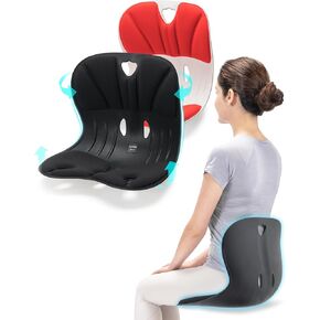 كيربل أوسع 2Pack ، كرسي دعم أسفل الظهر ، الدعم القطني لمصحح الموقف الخلفي وتخفيف آلام أسفل الظهر ، محمولة ، لكرسي المكتب وشكل العمل في المنزل (حزمة أسود باللون الأحمر)