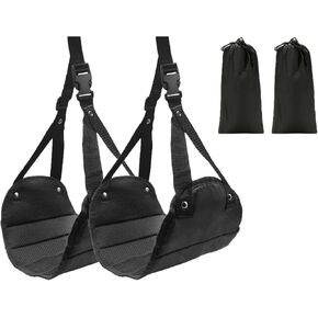 Airplane Foot Hammock, Black 2 PC, Fabric, Foam, PVC, Adjustable, Portable, 3.8 x 3 x 9.5 inches, 2 PC