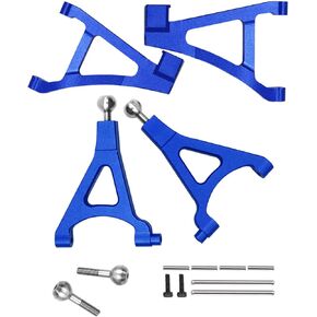 ترقيات ترقيات A-Arms العلوية السفلى في الجزء العلوي من 1/16 ميني ميني ، 4pcs من الألومنيوم الأمامي العلوي والأمام القفزات السفلى القفزات لـ 1/16 Mini Slash （70054-1 ، Navy Blue