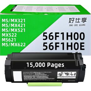 56F1H00 High Yield Black Remanufactured Toner Cartridge for Lexmark 56F1H00 56F1000 Compatible for MS321 MS421 MS521 MS621 MS622 MX321 MX421 MX521 MX522 MX622 Laser Printer 【15,000 Pages 1Pack】