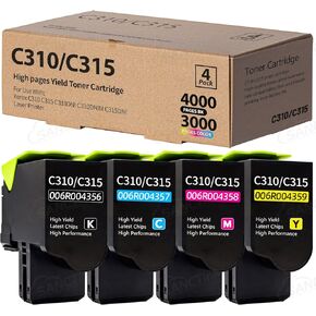 C310 C315 Toner Cartridge Compatible for Xerox C310 C315 Xerox 006R004356 006R004357 006R004358 006R004359 Xerox C310 C310DNI C310DNIM C315 C315DNI Laser Printer (C/M/Y/BK, 4-Pack)