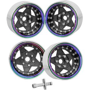 Upgrades Part 1.9inch Aolly Wheel Rim Beadlock for 1/10 Rc Crawler SCX10 TRX4 VS4-10 Gen8,Wheel Hub Rim Aluminum 1.9 Beadlock Wheel Rims Heavy Duty （Titanium）