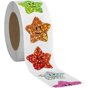 ملصقات نجمة متعددة الألوان 700pcs ، ملصقات نجم مبتسمات مكافأة 1INCH 8 رقائق براقة ملونة لمخطط الطلاب ومدرسة مدرس مدرس.
