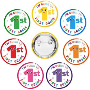 Kindergarten Graduation Button Pin - 28Pcs Colorful I'm Going to First Grade Badges Pins for Kids Graduation Party Exchange Gift Reward Bulk Mini Round Congrats Grad Buttons for Clothes Bags Hat Decor