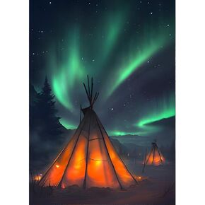 GDYEEH DIY 5D AURORA Landscape Diamond Art Kits ، خيمة جولة كاملة الحفر صور اللوحة الماس المتلألئة ، التخييم الماس مجموعات الفن الحرف للمبتدئين ، ديكور الجدار المنزلي 12x16inch