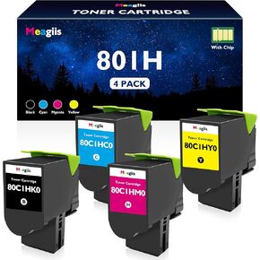 بديل متوافق مع خرطوشة الحبر 801 H لـ LEXMARK 80C1HK0 80C1HC0 80C1HM0 80C1HY0 TONER لـ LEXMARK CX410 CX410DE CX410DTE CX410E CX510 CX510DE CX510DTHE CX510DHE PRINTER (4-PACK)