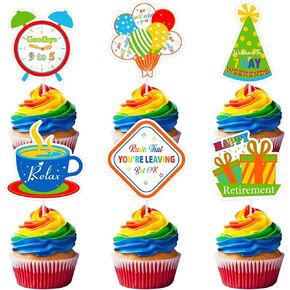Cheereveal 24pcs cupcake cupcake cupcake contirment ، وقح أنك تغادر ولكن موافق على زينة الكعك ، والزخارف الحزبية ، وإمدادات حفلة التقاعد مضحكة
